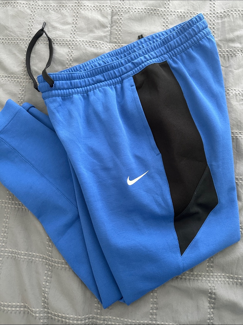 Nike Blue and Black Joggers with White Swoosh